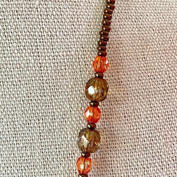 Faceted Petrified Wood Agate and Carnelian Nugget Necklace One of A kind - Picture 4 of 6